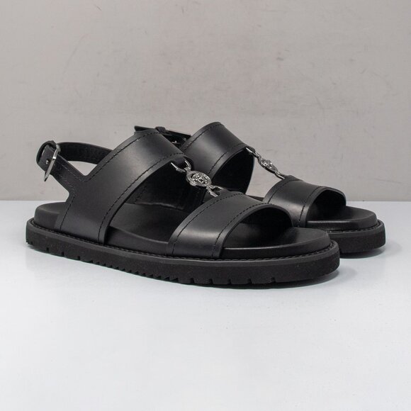 Versace Medusa Black Calf Leather Fisherman Cage Sandals, Men\'s 43 (10 US) main image 7